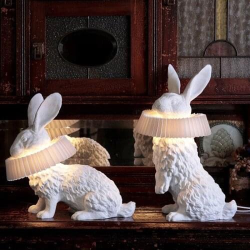 Nordic Rabbit Led Table Lamp Animal Childrens Table Lamp for Bedroom Study Desk Cute Light Fixture Home Decor Indoor Lighting