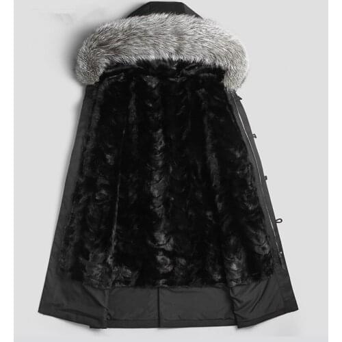 Natural Mink Liner Parka Fox Fur Collar Long Coat Winter Jacket Men Luxury Parkas Plus Size P-MEB8135-1 MY1525