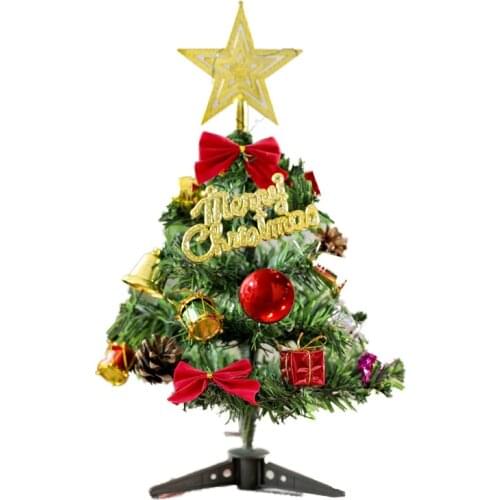 New 30cm Mini Christmas Tree With Lights Gadgets Bow Bells Pine Cone Gifts Christmas Desktop New Year Decorations