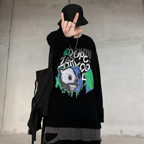Novelty Loose Cotton Funny All-Match Print t-Shirt Comfortable High Quality Japanese Winter Clothes Cartoon Harajuku Hip Hop Top