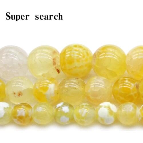 Wholesale Natural Stone Chalcedony smooth Yellow Agat Loose Round Beads Bracelet Necklace lady 6 8 10 MM Pick size For Jewelry