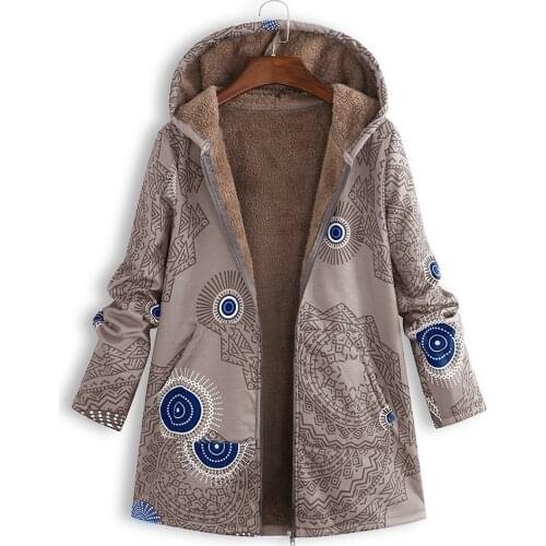 Parkas Winter Jacket Women Plus Size Womens Fashion Womens Warm Outwear Print Hooded Pockets Vintage Oversize Coats Parkas