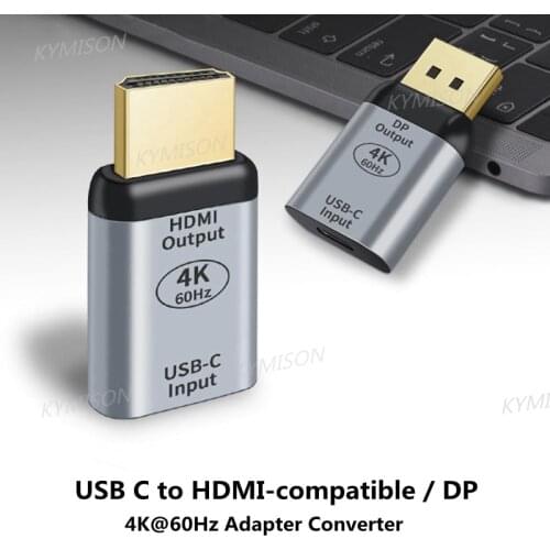4K 60Hz USB C Plug Converter for Macbook Pro Chromebook Pixel Samsung S10 USB Type C Female to HDMI-Compatible DP Male Adapter