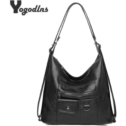 Casual PU Leather Tote Bags for Women Large Capacity Hobo Handbags Retro Patchwork Shoulder Bag Female Crossbody Shopper Bag