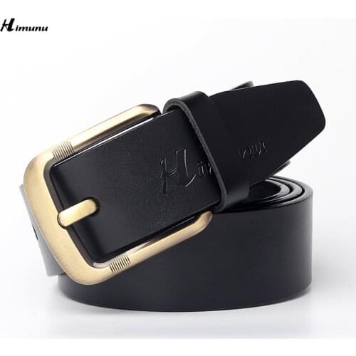 HIMUNU Fashion 100% Cowhide Men Belt vintage Pin Buckle Belts For Men Casual wear Collocation Color Black Coffee Red Yellow