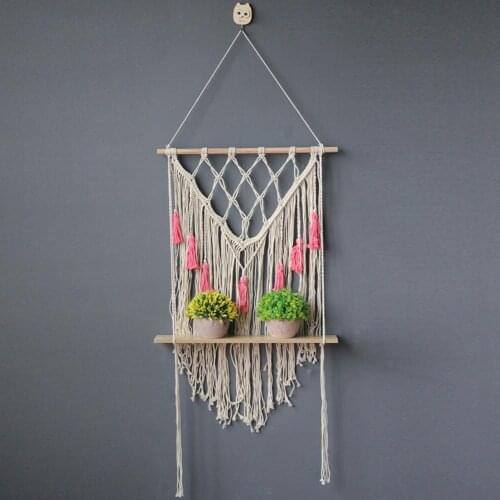 Hand-woven Home Tapestry Bohemian Wall Hanging Tassels Decoration Painting Tapestry DIY Wall Rack Cotton Line Blanket Decor