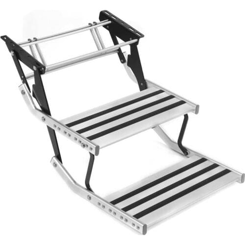 Rv styling RV Replacement RV Double Steps Manual Foldable Aluminium Alloy Ladder with Fixing Screw Rod Anti‑Slip M10
