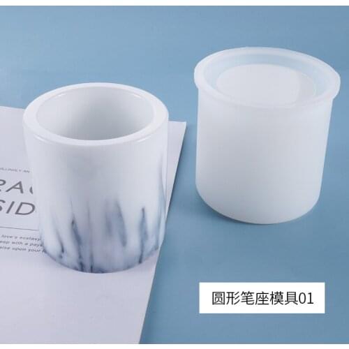 Silicone Mold Dried Flower Resin Decorative Craft Diy Storage Pen Holder Mould Epoxy Resin Concrete Molds Candle Pot Mold