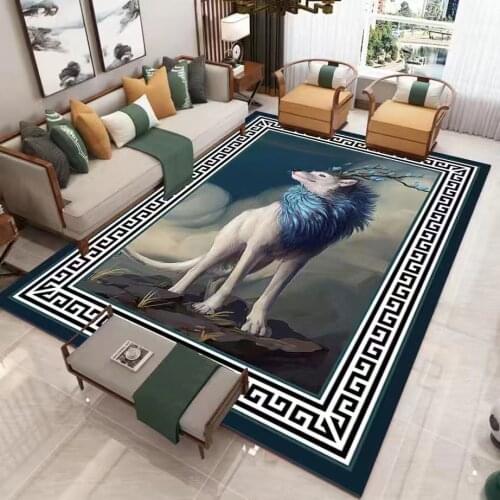 Modern Nordic Style Cartoon Animals Wolf and Fish Floor Mat Door Mat Carpet Anti-slip Mat Living Room Bedroom Home Decoration