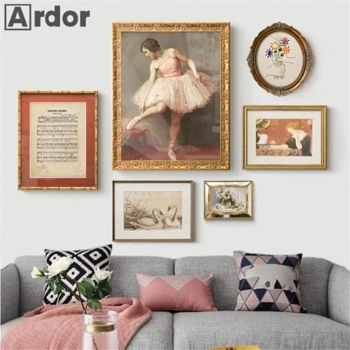 Vintage Ballet Girl Swan Wall Art Poster and Print Quotes Flower Canvas Painting Abstract Wall Pictures Modern Living Room Decor