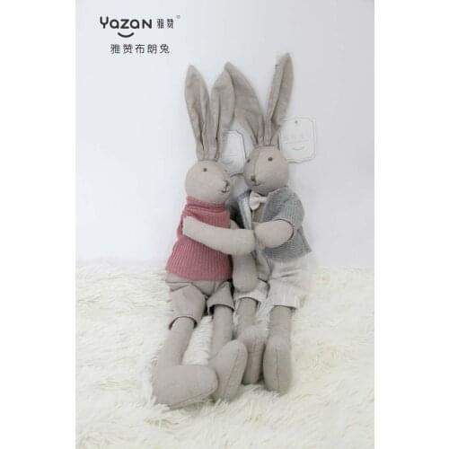 Yazan Baby Plush Stuffed Toys Cartoon Brown Rabbit Soothe Appease Doll For Newborn Soft Comforting Sleeping Gift