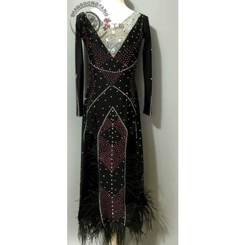 New style latin dance costume sexy stones feather latin dance dress for women latin dance competition dresses A82 S-4XL