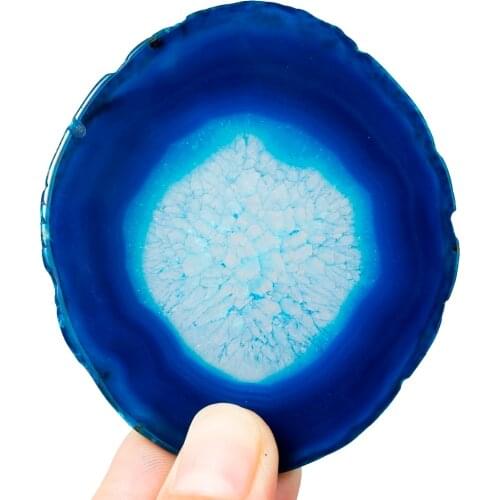 1Lot (5Pc) Natural Agate Slices Dyed Blue, Irregular Shape Crystal Geode Stone Slab Cards, Home Ornament Jewelry Making 1.5"-2"