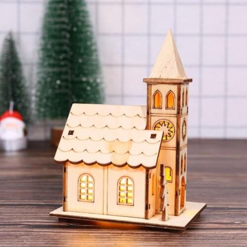 1Pcs Christmas Luminous Cabin Table Decor Wooden House Gift Lamp Xmas New Cute Night Decoration Home Year Ornaments Xmas Pa R6U3