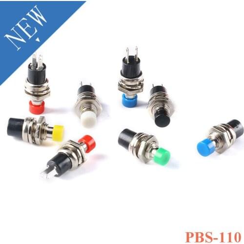 10pcs 7MM PBS-110 On/Off Push Button Switch AC 220V 0.5A Mini Lockless Momentary ON OFF Push Button Micro Normally Open Switch