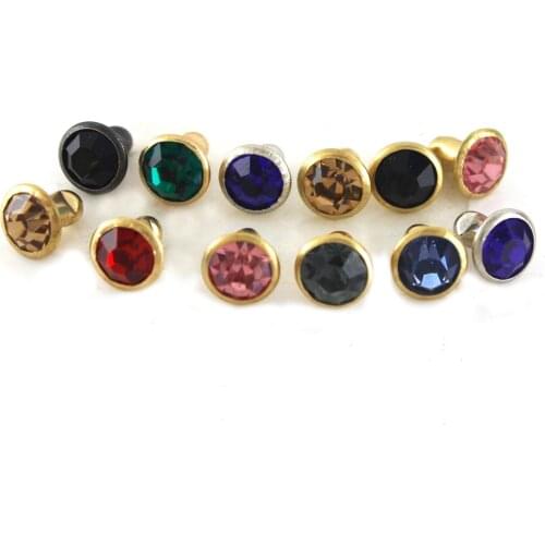 100 Sets 6mm Multi-color Rhinestone Rivets Synthetic Crystal Studs Bag Clothes Leather Craft Phone Case Diy Decor Accessories