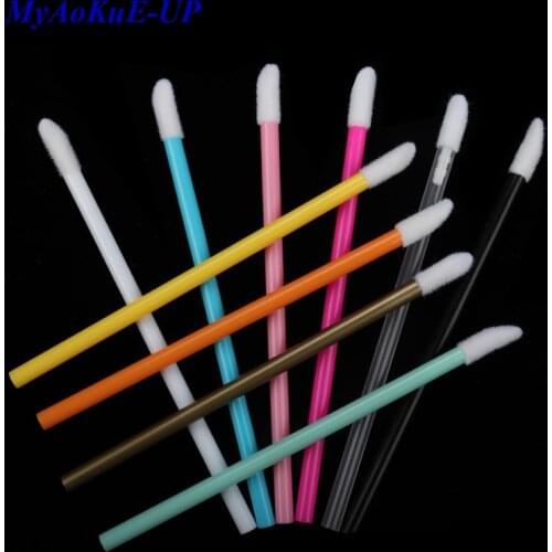 100 pcs hollow rod Lip Brush Disposable Lipstick Gloss Wands Applicator Brushes women Makeup Tools