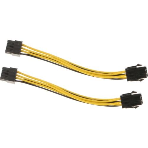2Pcs PCI-Express PCIe 6pin to 8 pin Video Card Power Connector Cable Adapter