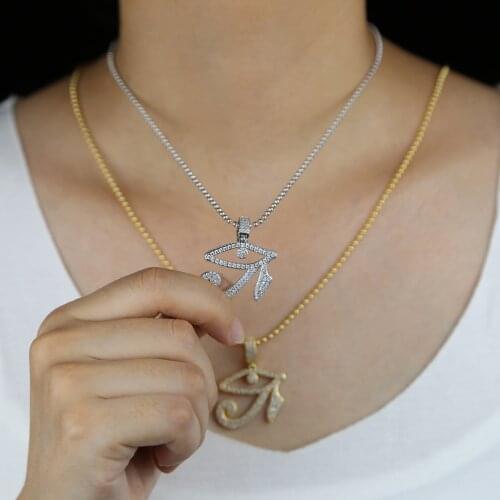 2021 Wholesale Top Quality Iced Out Bling 5A CZ Cubic Zirconia Hip Hop CZ Evil Eye Pendant Men Women Lady Lucky Fashion Necklace