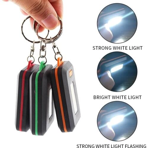 3Pcs Mini Cob Keychain Flashlight 3 Modes Emergency Light Portable Key Chain Torch Flash Night Light Lamp Keyring Pocket