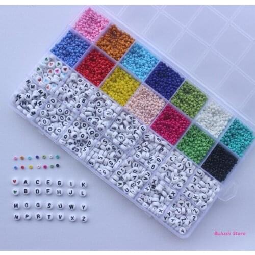 5000 Pieces Seed Beads Letter Beads Elastic String Handmade Gift for Girls Women AXYD