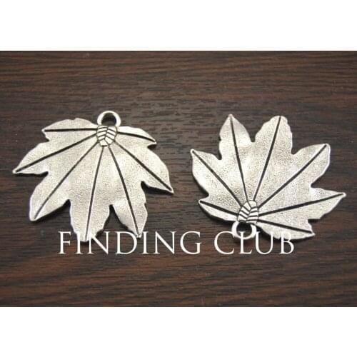 6pcs Silver Color Plated Zinc Alloy Metal Charms Filigree Maple Leaf Charm Pendant DIY Findings A983