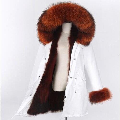 7xl Real Fur Coat White Waterproof Winter Jacket Women Long Plus Size Fox Fur Parkas New Thick Warm Streetwear