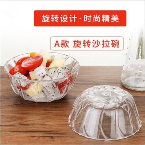 Pc Acrylic Fruit Salad Bowl Thicken Creative Transparent Round Vegetable Bowl 2PCS
