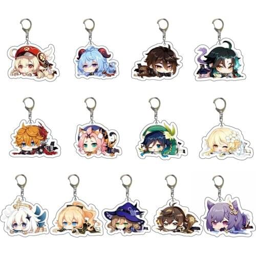 Anime Keychain Genshin Impact Venti Hutao Zhongli Diluc Xiao Man Key Chain for Women Accessories Cute Bag Pendant Key Ring Gifts