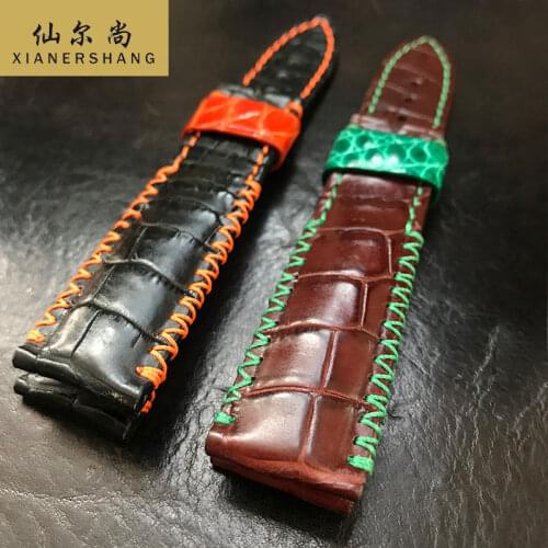 Handmade Alligator Watchbands Luxury Genuine Leather Belt Custom Universal Strap 20MM 22MM 24MM Soft Crocodile Skin Watch Band