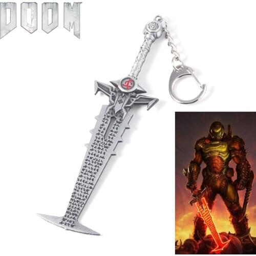 Game Doom Eternal Crucible Blade Keychain Slayer Sword Weapon Model Pendant Key Chain for Men Cool Keyring Jewelry Props