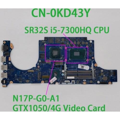 CN-0KD43Y 0KD43Y KD43Y LA-D993P w i5-7300HQ CPU GTX1050/4GB GPU for Dell Inspiron 15 7567 PC Laptop Motherboard Mainboard Tested