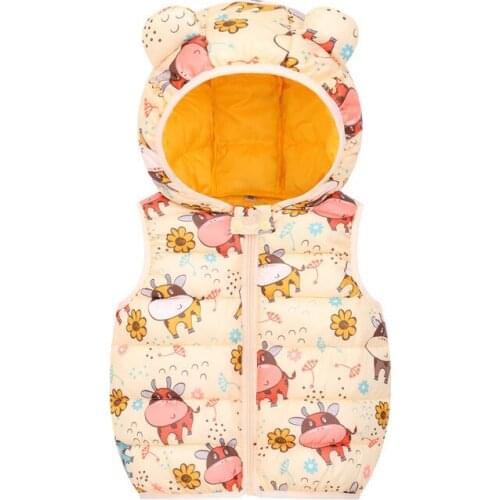2021 Child Waistcoat Autumn Winter Sleeveless Printed Hooded Jacket Kids Lightweight Outerwear Baby Clothes Girls Boys Down Vest