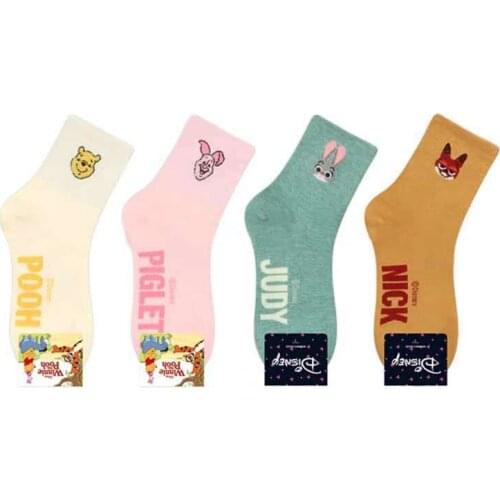 Disney cartoon socks solid color ladies tube cotton socks fashion Minnie Mickey pattern street shooting women socks