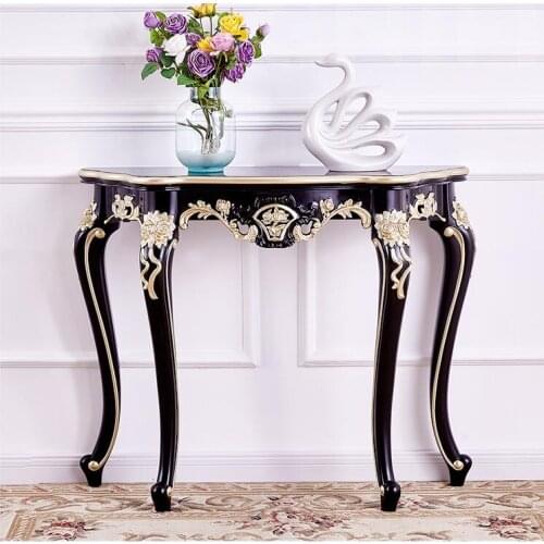 European neoclassical porch cabinet black sandalwood color wall table corridor shelf semicircle French cases