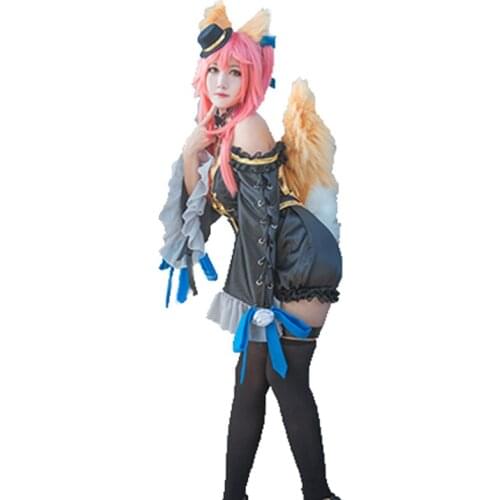Fate/Extra CCC Caster Tamamo no mae Costume Halloween Party Cosplay Costumes Full Set with ears and tails 11