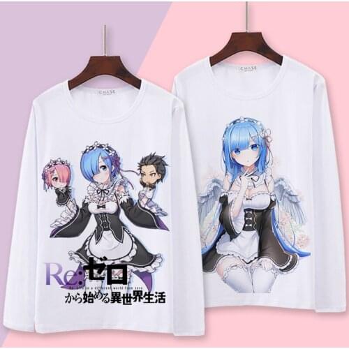 Re:Life In A Different World From Zero Cosplay T Shirt Ram Rem Spring Autumn Long Sleeve T-shirt Cartoon Top Tee Cosplay Costume