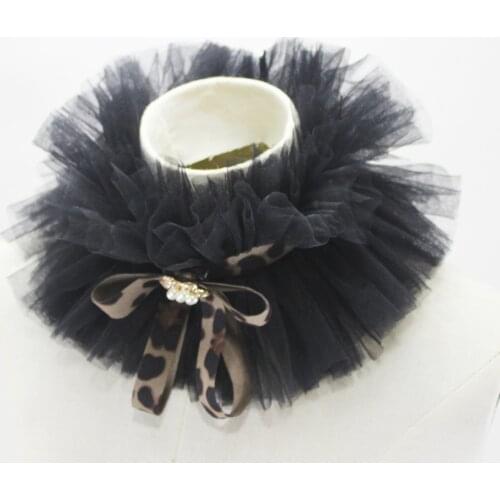 Jaderic 2019 New Fashion Vintage Black&white Grenadine Fake Collar Decorative Collar with Leopard-like Tie for Women