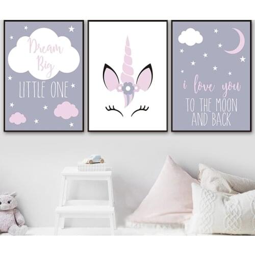 Nordic Cute Cartoon Cloud Picture Home Decor Canvas Painting Art Print Lovely Purplie Style Poster for Kid Room Decor Poster
