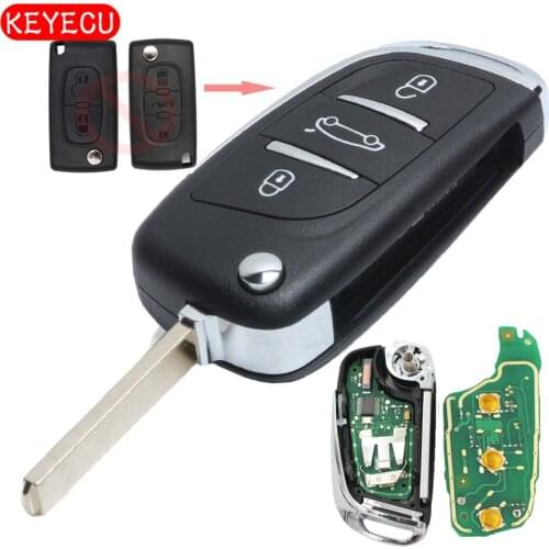 Keyecu DS Modified Folding Remote Key Fob 3 Button for Citroen C2 C3 433MHZ ID46 0523 Model VA2/HU83 Blade
