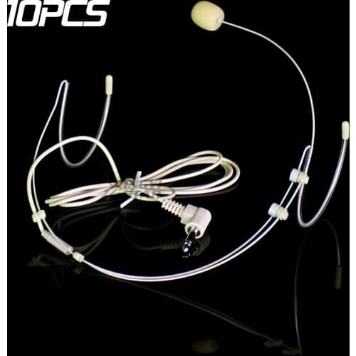 10Pcs Beige 3.5mm Jack Condenser Headset Microphone For Computer Recording Interview Teaching Tour Guide System Karaoke Speaker
