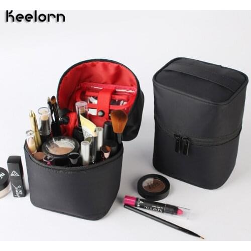 Keelorn Women Barrel-shaped Cosmetic Bag Make Up Case Zipper Beauty Wash Box Toiletry Organizer Beautician Necessary