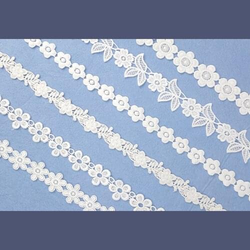 27y/lot French Lace Trim Fabric milk silk flower Embroidered Applique Ribbon Dress Clothes Curtain Decoration