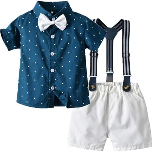 Baby Summer 2020 Gentleman Clothes Set Fashion Gentleman Kids Boys Clothing T-shirt+belt Pants Wedding Party 1-6 Years Outfits
