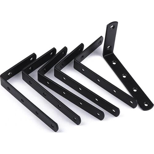 Left steel thickened black L-shaped right angle bracket 90 degree white shelf bracket connector iron angle code hardware