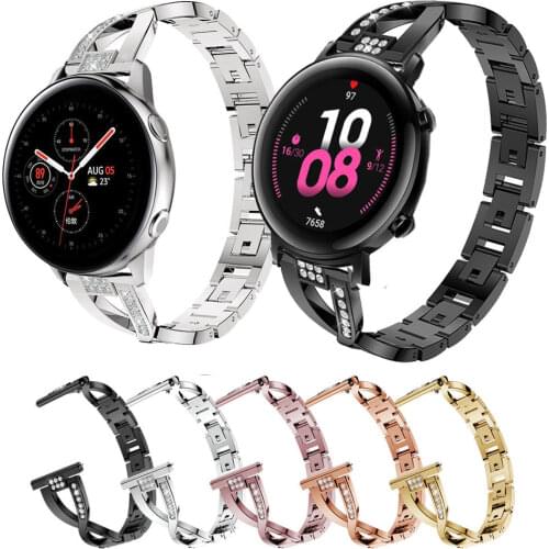 Metal bracelet For Samsung Galaxy watch active 2 44mm 40mm Crystal Watch Strap Bracelet For Huawei watch GT 2 42mm Wrist Band