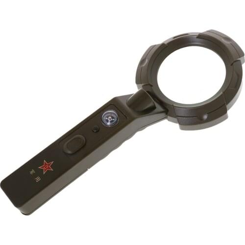 Multi-functions Portable Handheld Military Magnifier Glass Loupe LED Compass