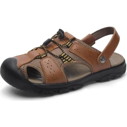 New Men Sandals High Quality Men Leather Sandals Summer Beach Men Big Size Shoes