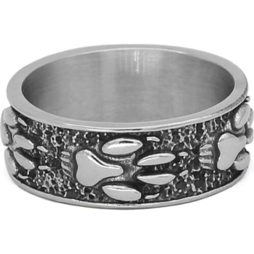 Men Nordic norse Viking wolf paw vantage ring stainless steel jewlery with valknut gift bag