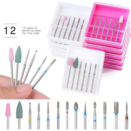 6PCS Ceramic Diamond Nail Drill Bits Set Tungsten Carbide Milling Cutter Manicure Pedicure Gel Remover File Electric Machine Bit